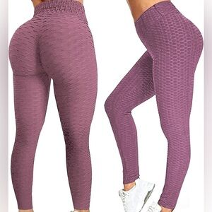Butt Lifting Seamless Scrunch Leggings - Purple, Size Medium